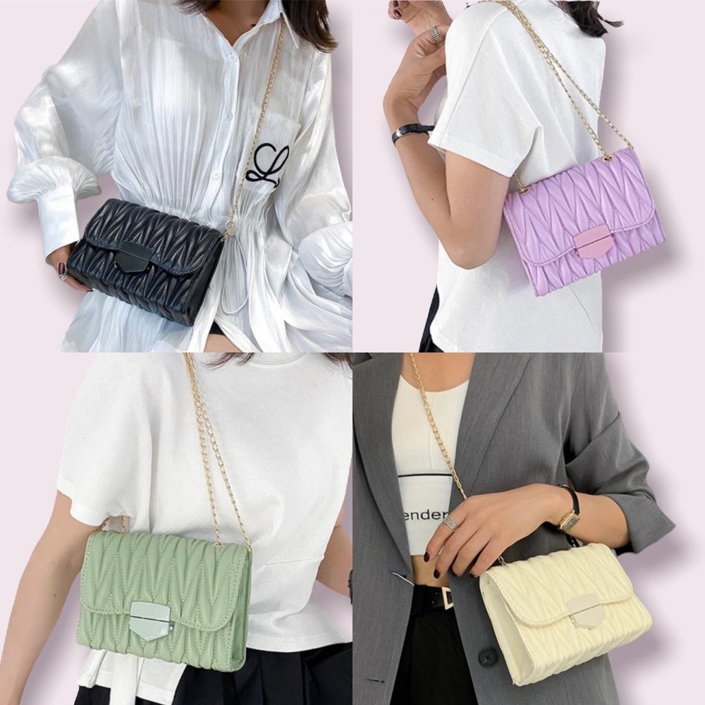 NEW Chevron Quilted Vegan Leather Handbag